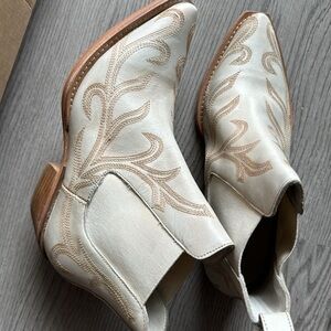 Free People White Western Leather Boots